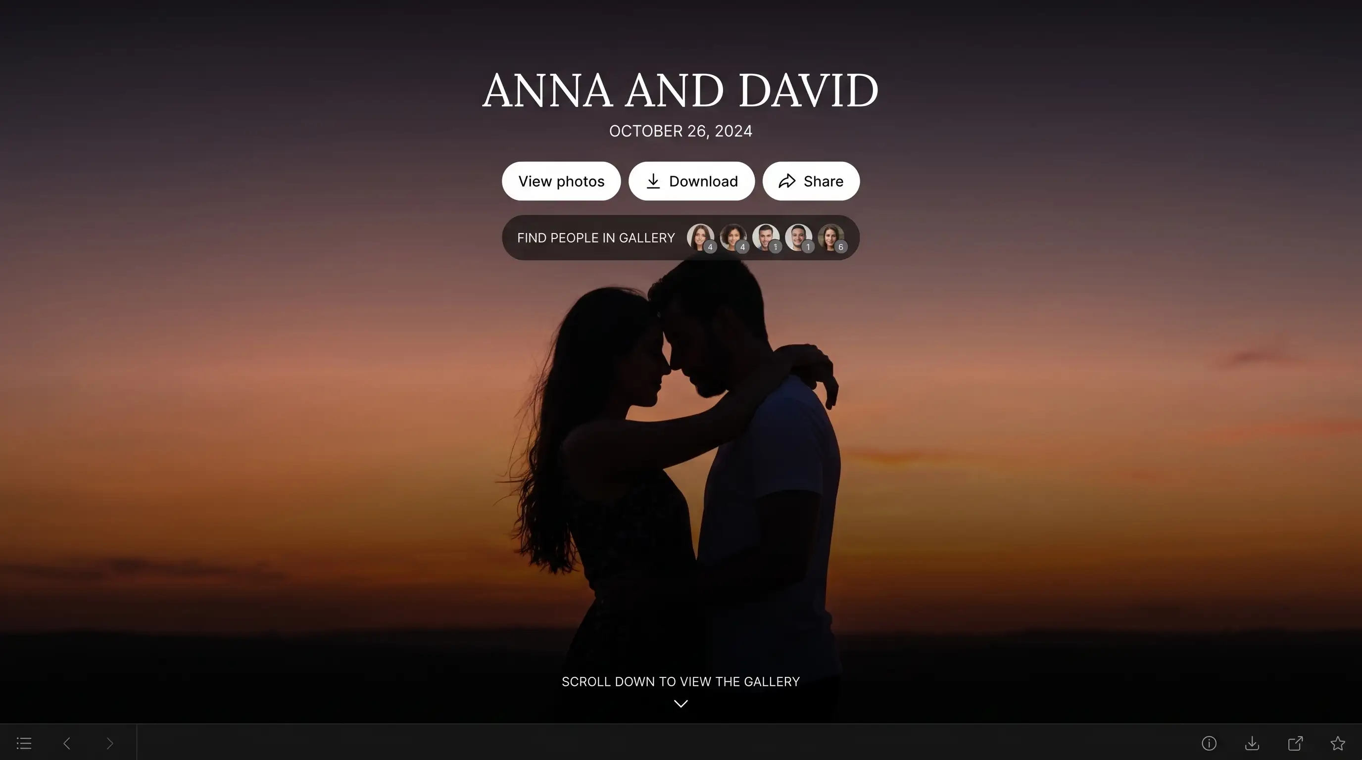 Premium dark gallery — desktop view